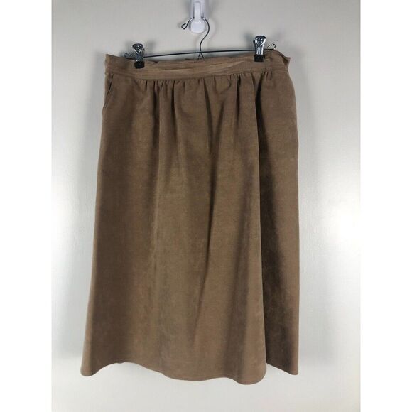 Vintage Homemade Skirt Suit Womens Sz M 2Pc Set Jacket & Skirt Camel Faux Suede* - Picture 6 of 15